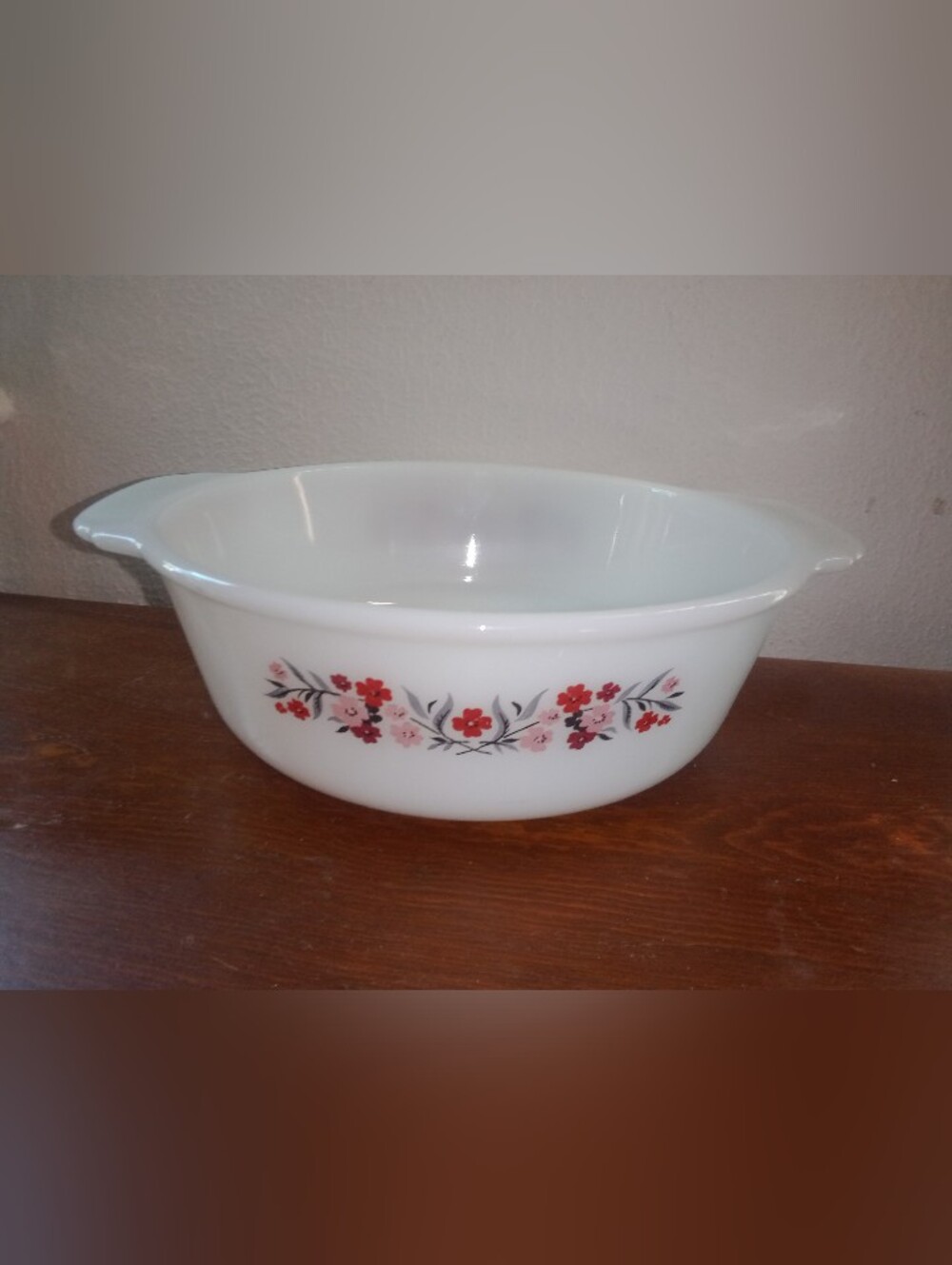 Vintage Fire King 1 1/2 Qt Glass Dish Primrose Floral 1960s 60s Boho Retro Hippi